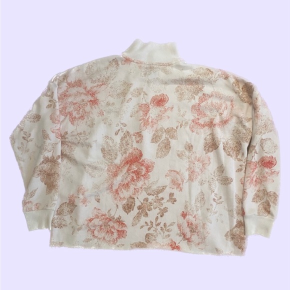 Oversized Light-Weight Floral Quarter-Zip Sweatshirt by Aerie - Picture 5 of 7